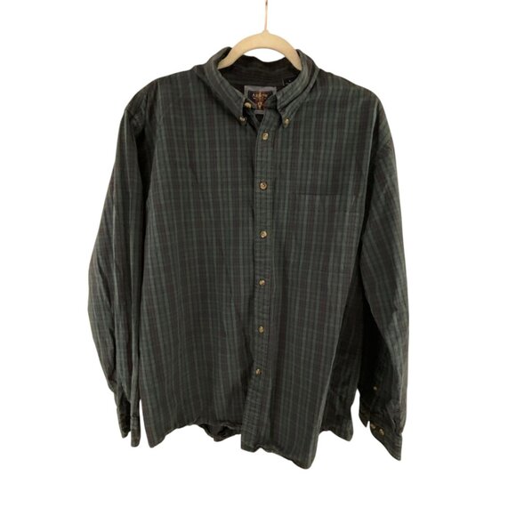 Arrow Mens Button-Down Long Sleeve Plaid Shirt L Gray 100% Cotton Preppy Dressy - Picture 7 of 10